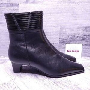 Erisses Leather Faux Fur Lined Kitten Heel Ankle Boot Black sz 42 Women's sz 11